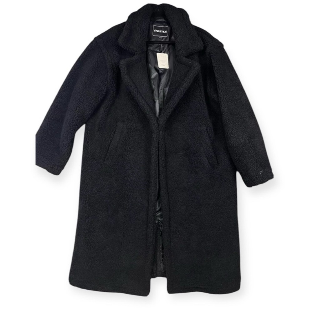 FABLETICS teddy long coat midi length oversized black